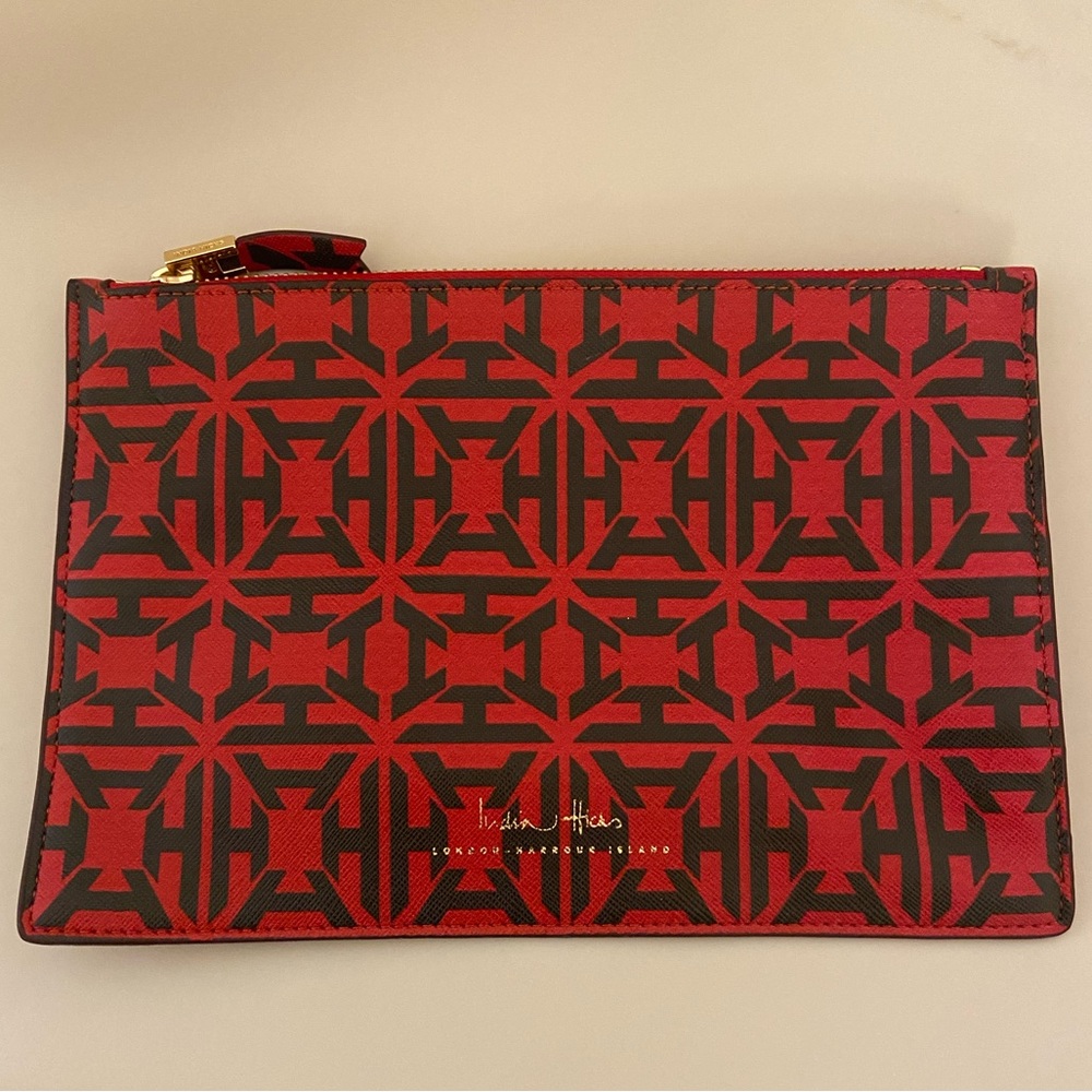 India Hicks Monogrammed Zippered Large Clutch Pouch Bag NEW